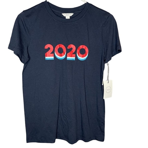 2020 Graphic Historical Year Navy Short Sleeve Crew Neck T Shirt Womens Medium - Picture 1 of 6
